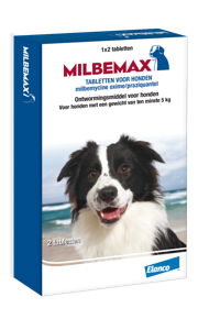Milbemax ontworming hond vanaf 5 kilo, 2 tbl