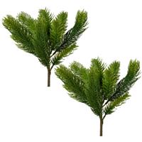 Kersttak/dennentak - 2x - groen - L25 cm - kunsttak - kerststukje maken nep tak