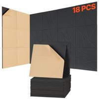 VEVOR 18x akoestische panelen akoestische wandpanelen 300x300x10mm zelfklevend zwart