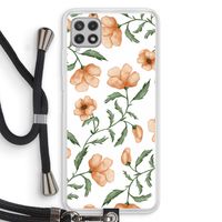 Peachy flowers: Samsung Galaxy A22 4G Transparant Hoesje met koord