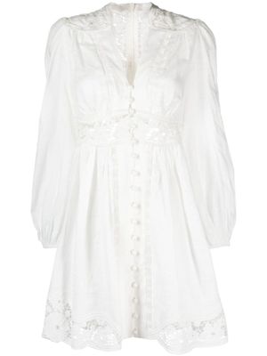 ZIMMERMANN robe courte August Plunge en lin - Blanc