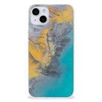 iPhone 15 TPU Siliconen Hoesje Marble Blue Gold