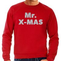 Foute Kersttrui Mr. x-mas zilveren glitter letters rood heren - thumbnail