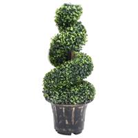 VidaXL Kunstplant met pot buxus spiraal 89 cm groen