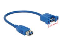 Delock USB-kabel USB 3.2 Gen1 (USB 3.0 / USB 3.1 Gen1) USB-A bus, USB-A bus 0.25 m Blauw 85111 - thumbnail