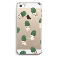 Cactusprint roze: iPhone 5 / 5S / SE Transparant Hoesje - thumbnail