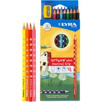 Lyra Groove dunne kleurpotloden, l: 18 cm, vulling 3,3 mm, diverse kleuren, 12 stuk/ 1 doos