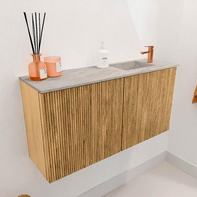 Toiletmeubel Mondiaz Joya Dlux | 80 cm | Meubelkleur Oak | Faye wastafel Glace Wasbak Rechts | 1 kraangat