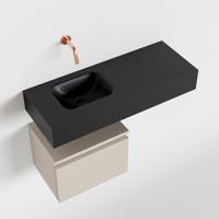 Toiletmeubel Mondiaz Andor | 80 cm | Meubelkleur Linen | Lex vrijhangend wastafel Urban Links | Zonder kraangat