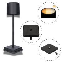 LED's Light Oplaadbare LED Tafellamp - Dimbaar via aanraking - Binnen en buiten - Zwart LED's Light Oplaadbare LED Tafellamp - Dimbaar via aanraking - Binnen en buiten - Zwart
