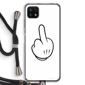 Middle finger white: Samsung Galaxy A22 5G Transparant Hoesje met koord