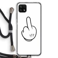 Middle finger white: Samsung Galaxy A22 5G Transparant Hoesje met koord