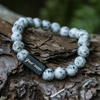 Midnight Snow - Kralenarmband met Persoonlijke Gravure