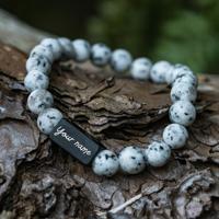 Midnight Snow - Kralenarmband met Persoonlijke Gravure