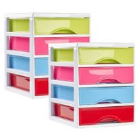 Ladeblokje/bureau organizer 2x lades - multi colour - L18 x B21 x H23 cm - plastic - thumbnail