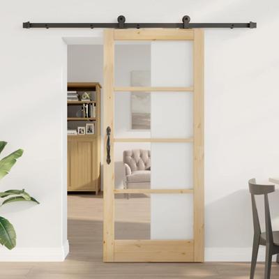 Schuifdeur met Hardware Set 'ORKDAL'van Massief Hout en Glas