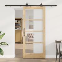 Schuifdeur met Hardware Set 'ORKDAL'van Massief Hout en Glas