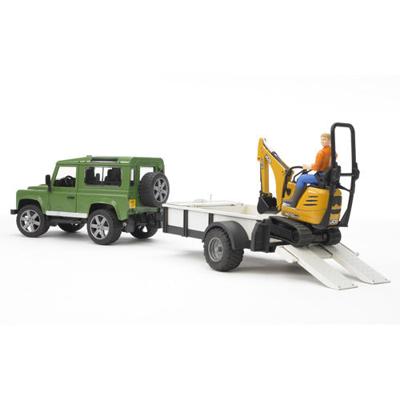 Bruder landrover + aanhanger met graafmachine