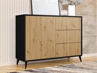 Commode OVERMARS 1 deur 3 lades zwart/artisan eik - thumbnail