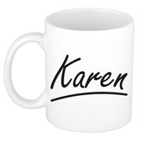 Naam cadeau mok / beker Karen met sierlijke letters 300 ml   - - thumbnail