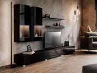 Tv-meubel set BABEL 5 deuren hoogglans zwart/zwart zonder led zonder salontafel