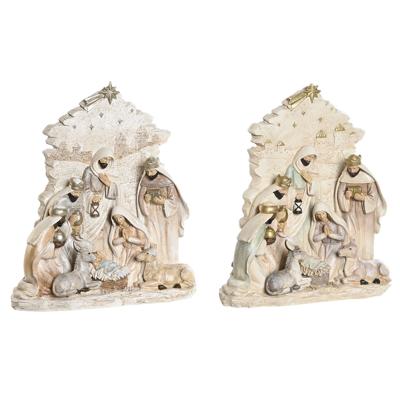 Kaars DKD Home Decor Blauw Wit Roze Hars 24 x 8 x 27,5 cm (2 Stuks)