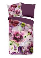 Pure Dekbedovertrek "orchidee bloemen" - Bordeaux - (155x220 cm) - Microfiber