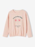 Elastisch sportief T-shirt voor meisjes met lange mouwen roze (poederkleur)