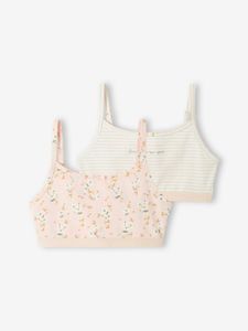 Set met 2 topjes voor meisjes flowers roze (poederkleur)