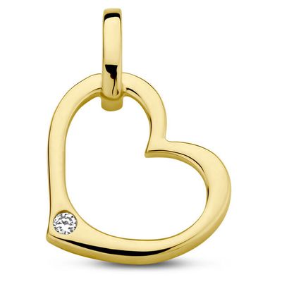 Hanger Hart geelgoud-diamant 0.01 ct Hsi wit 14 x 9,5 mm