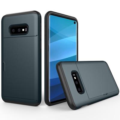 Schokbestendig robuuste Armor beschermende case voor Galaxy S10e met kaartsleuf (marineblauw)