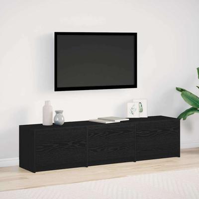 TV-kast met lade Zwart eiken 162,5 x 34 x 40 cm Bewerkt hout
