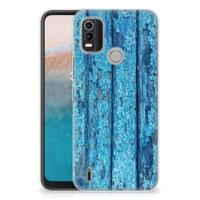 Nokia C21 Plus | Bumper Hoesje | Wood Blue