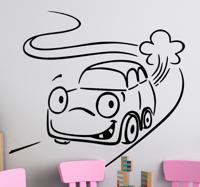 Sticker kinderkamer vrolijke wagen - thumbnail