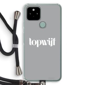 Topwijf Grijs Wit: Pixel 5 Transparant Hoesje met koord