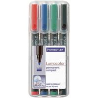 Staedtler Lumocolor permanent compact DRY SAFE 318-9WP4HZ Permanent marker Zwart Watervast: Ja