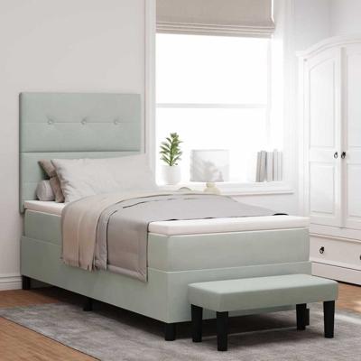 Boxspringbed met Matras & Bank Lichtgrijs 100x200 cm Velvet