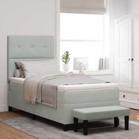 Boxspringbed met Matras & Bank Lichtgrijs 100x200 cm Velvet