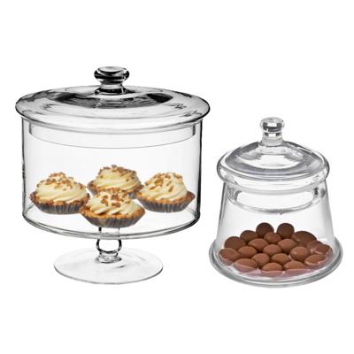 Set van 2x voorraadpotten/koektrommels 0,4L en 1,8L glas met deksel