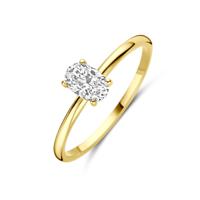 14k Gouden Ring met Zirkonia - 6x4 mm Ovale Steen