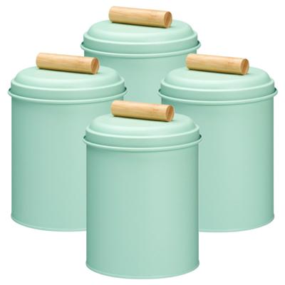 Voorraadpot / koekjes bewaarblik Bart - 4x - 14 x 20 cm - metaal - mintgroen - keuken voorraadpotten Voorraadpot / koekjes bewaarblik Bart - 4x - 14 x 20 cm - metaal - mintgroen - keuken voorraadpotten