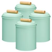 Voorraadpot / koekjes bewaarblik Bart - 4x - 14 x 20 cm - metaal - mintgroen - keuken voorraadpotten