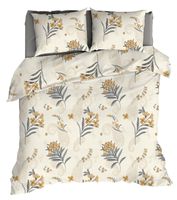 Romanette Flanellen Dekbedovertrek Farah Beige/Antraciet-2-persoons (200 x 200/220 cm)