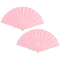 Spaanse Handwaaier - 2x - lichtroze - 23 x 43 cm - Verkoeling waaiers voor zomerse themperatuur
