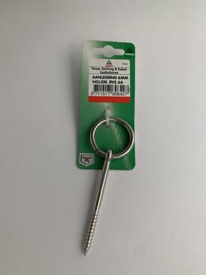 Aanlegring 6mm houdraad rvs - Deltafix