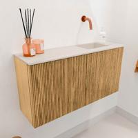 Toiletmeubel Mondiaz Joya Dlux | 80 cm | Meubelkleur Oak | Faye wastafel Meli Wasbak Rechts | Zonder kraangat(en)
