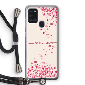Hartjes en kusjes: Samsung Galaxy A21s Transparant Hoesje met koord