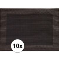 10x Placemats donkerbruin geweven/gevlochten met rand 45 x 30 cm - thumbnail