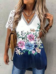 Casual Lace Floral Loose Shirt