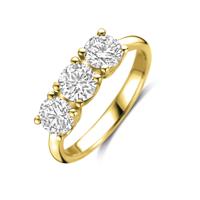 14k Geelgouden Trilogie Ring voor vrouwen met Lab Grown Diamant 1.50ct G VS 14k Geelgouden Trilogie Ring voor vrouwen met Lab Grown Diamant 1.50ct G VS